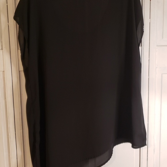 Torrid Black Blouse Sheer Asymmetrical with Studs - Picture 2 of 3